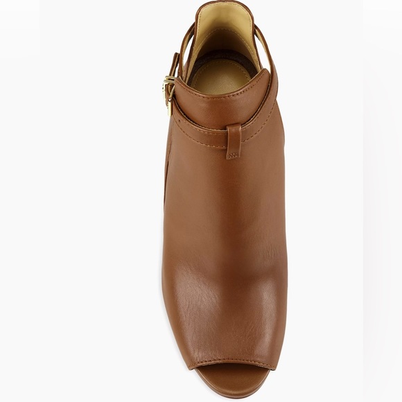 NEW MICHAEL MICHAEL KORS Lawson Booties NWOB Boots Tan Luggage Tan Open Toe NWT - Picture 6 of 13